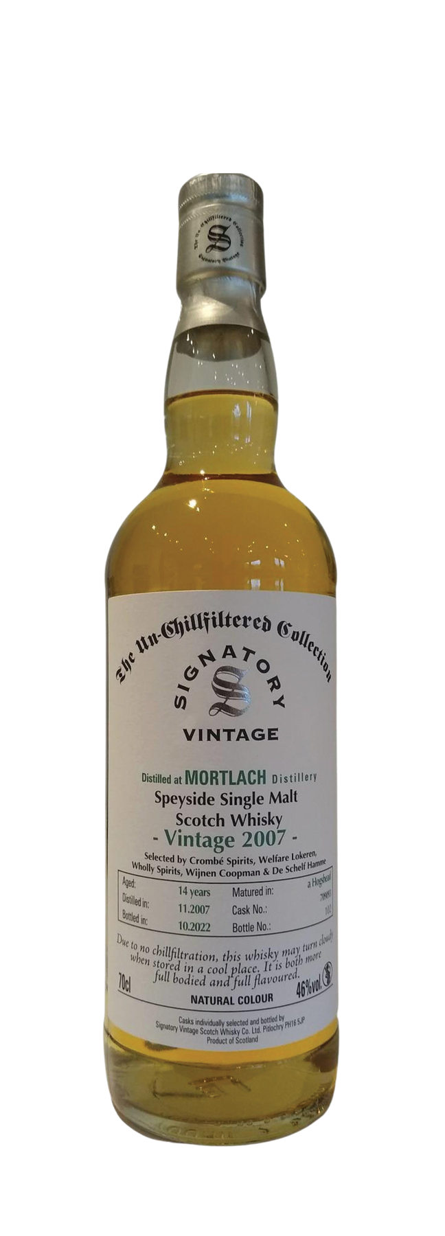 14 Years Old Single Cask Bottled for Crombé 46% 2007 70cl